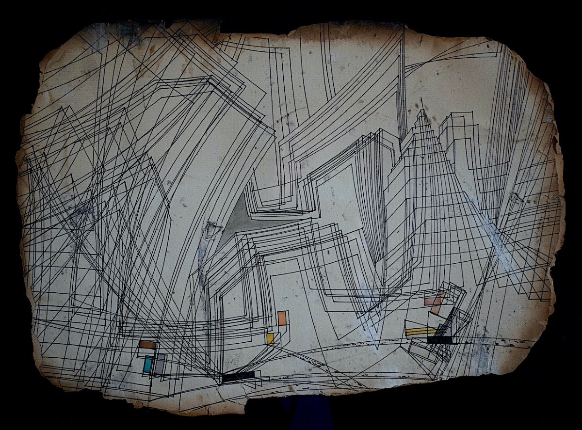 Abstrait dessin graphique inspiration USA New York  techniques mixtes XXème siècle RT1370-photo-2