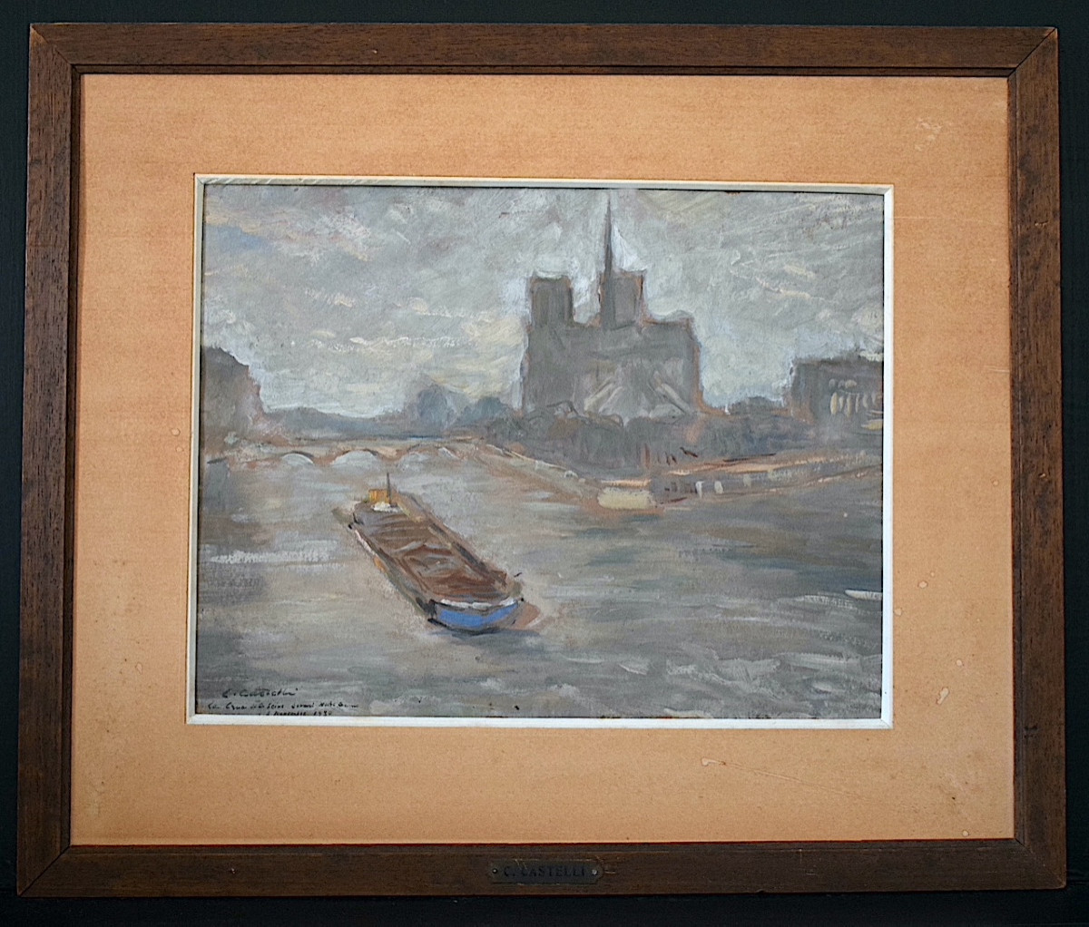 CLÉMENT CASTELLI  Paris  Notre Dame la Seine en crue année 1930 impressionniste RT1371-photo-5