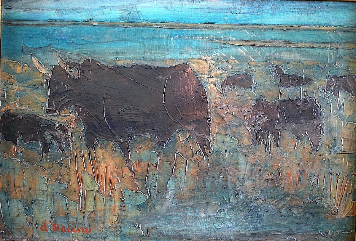 D'ORCINO TOUSSAINT AMBROGIANI peintre Corse Camargue taureaux  XX ème siècle RT1375-photo-2