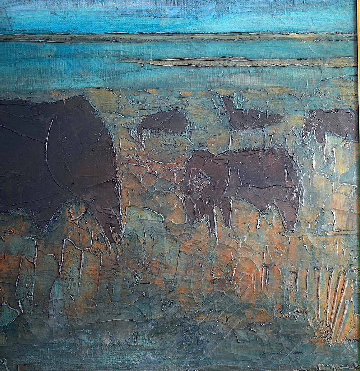 D'ORCINO TOUSSAINT AMBROGIANI peintre Corse Camargue taureaux  XX ème siècle RT1375-photo-1