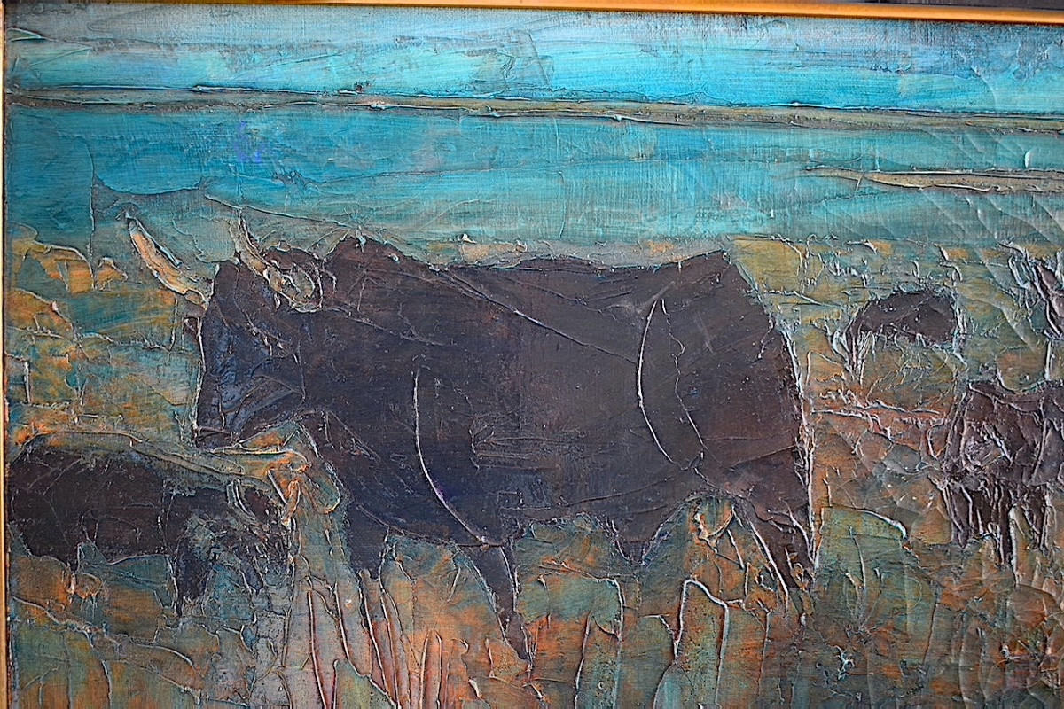 D'ORCINO TOUSSAINT AMBROGIANI peintre Corse Camargue taureaux  XX ème siècle RT1375-photo-2