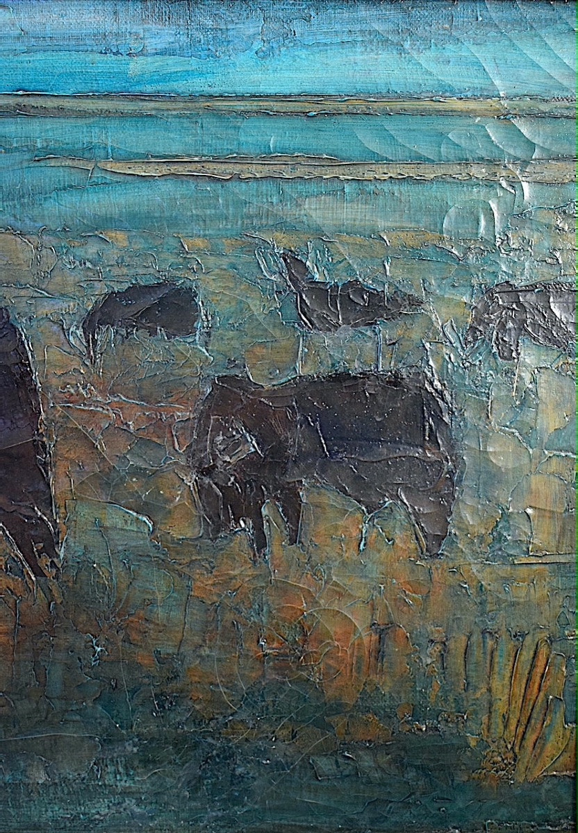 D'ORCINO TOUSSAINT AMBROGIANI peintre Corse Camargue taureaux  XX ème siècle RT1375-photo-3