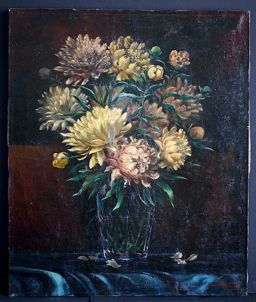 Signed Jean Brunet Or (brunat), Still Life With Chrysanthemums, Late 19th Century, Rt1376