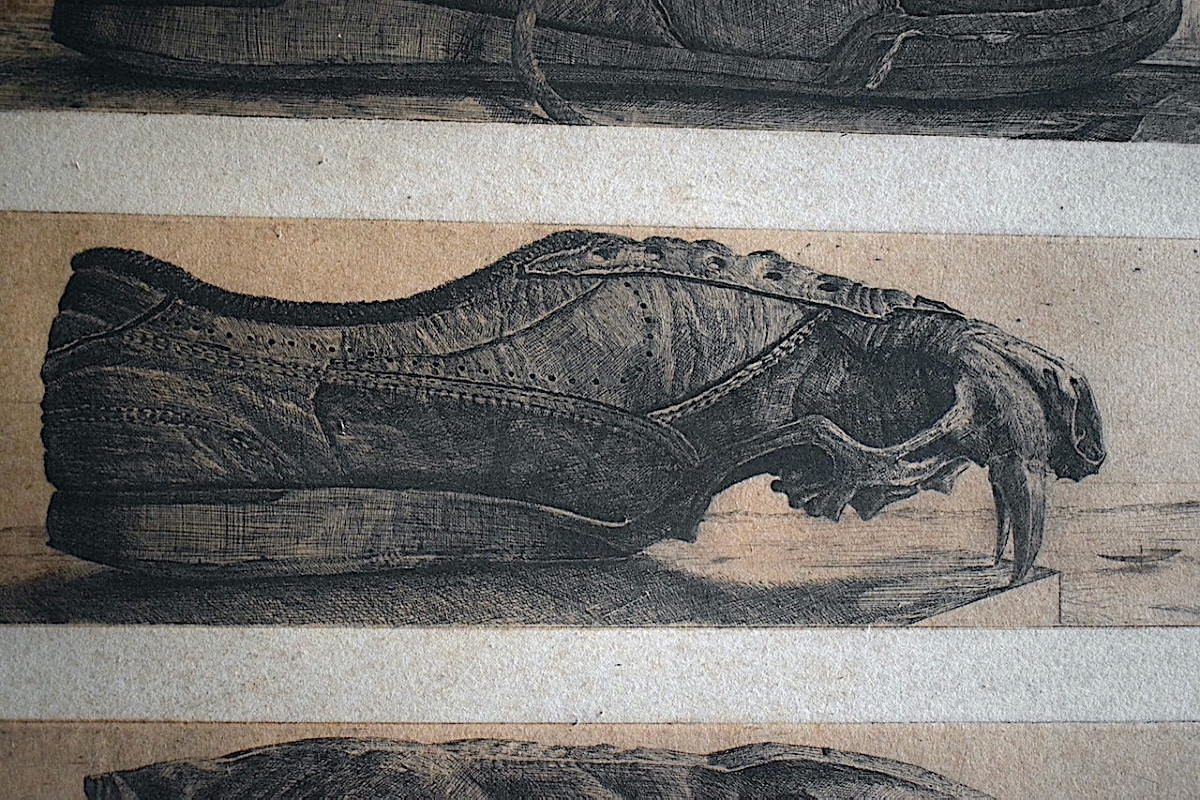 Fred NALL  métamorphose d'une chaussure de tennis gravure eau forte XX ème siècle RT1377-photo-3