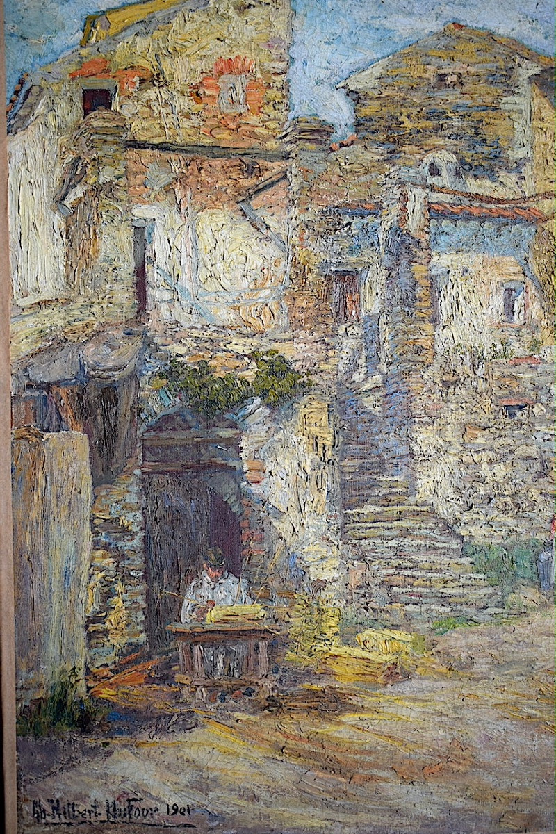 Charles Hilbert Dufour 19th-20th Century Impressionist Basket Maker Village  Rt1382-photo-4