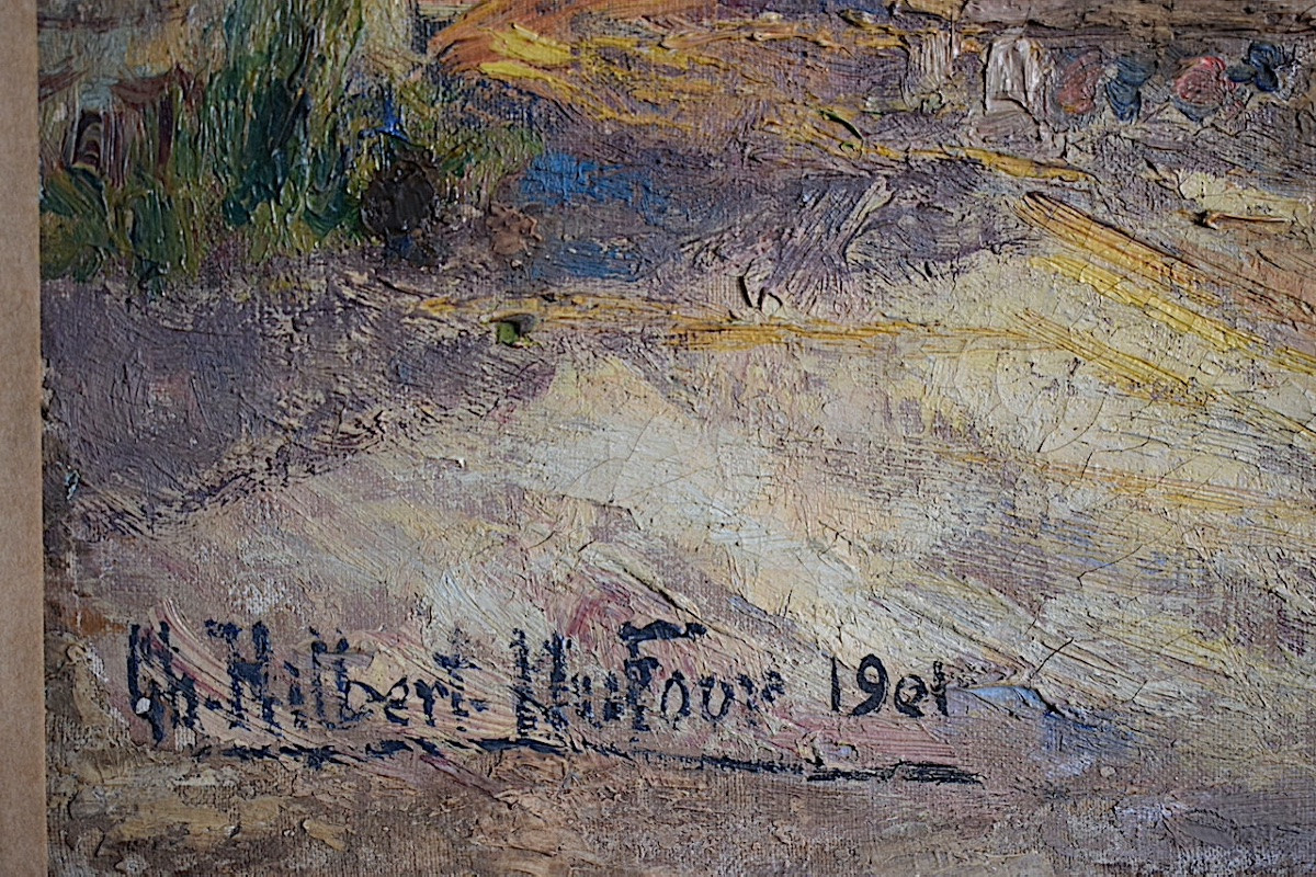 Charles Hilbert Dufour 19th-20th Century Impressionist Basket Maker Village  Rt1382-photo-5