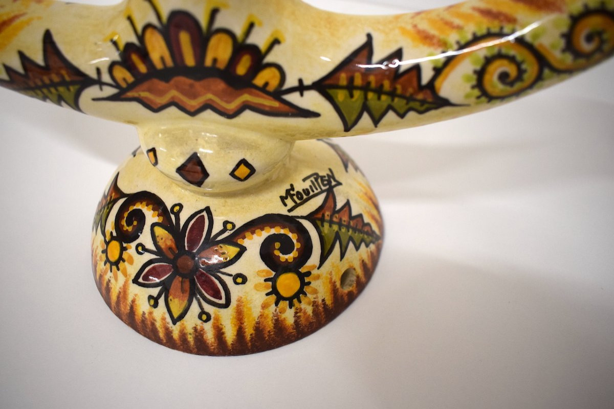 Paul FOUILLEN  Paire Bougeoir lampe  P. Fouillen Quimper 1940 1950 Bretagne REF1140 -photo-6