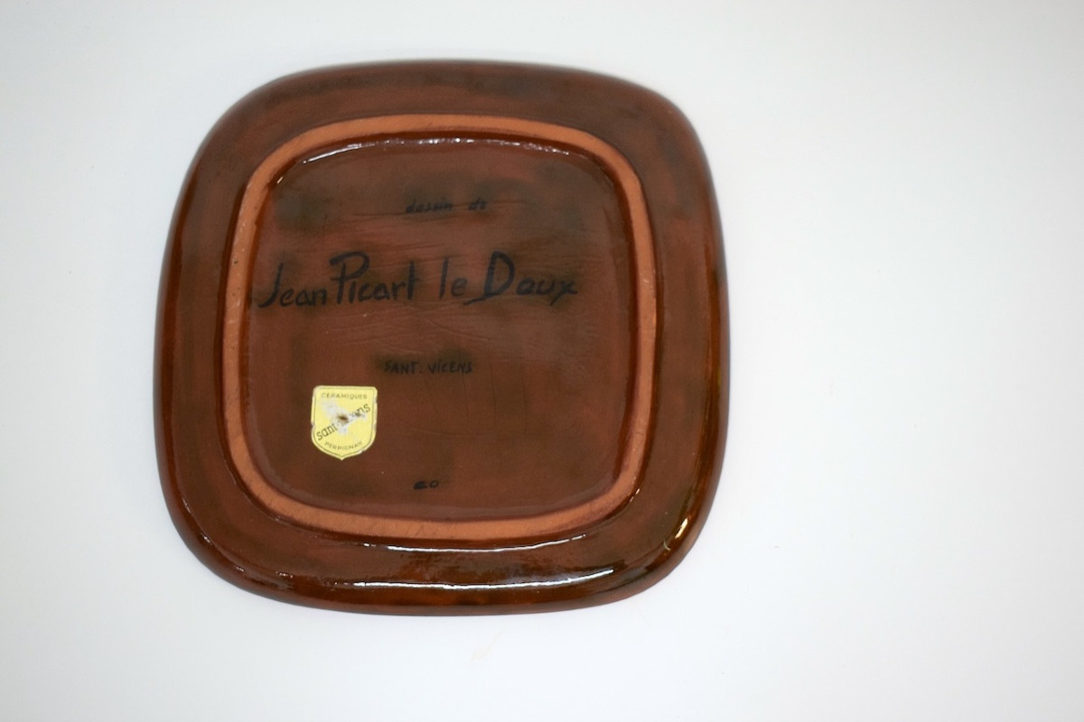 Square Plate By Jean Picart, Le Doux Workshop, Sant Vicens, Perpignan, 1950, Ref1140-photo-2