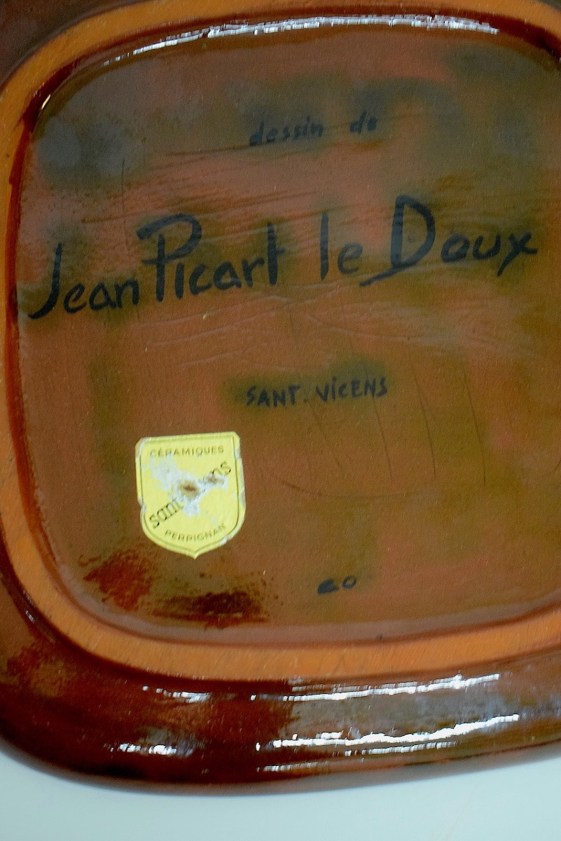Square Plate By Jean Picart, Le Doux Workshop, Sant Vicens, Perpignan, 1950, Ref1140-photo-3