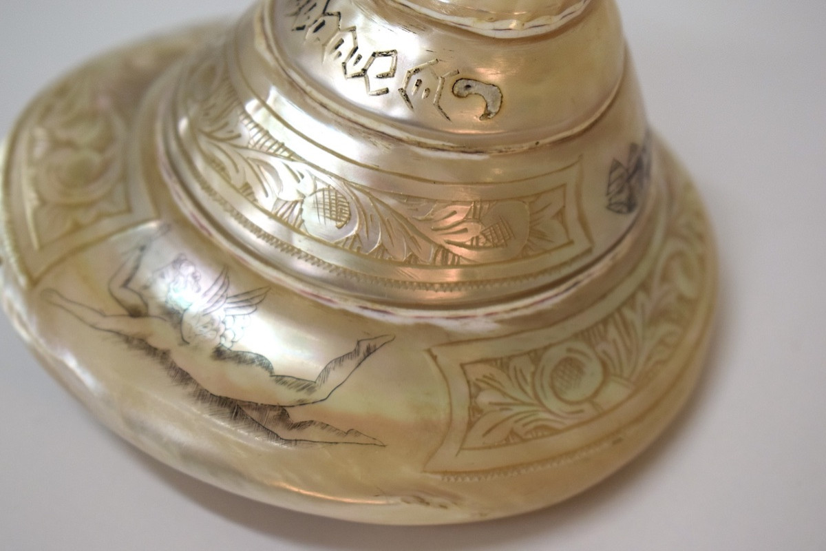 Coquillage nacre Gravé Travail Bagnard Nouméa Nouvelle Calédonie XIX ème Ref1147-photo-2