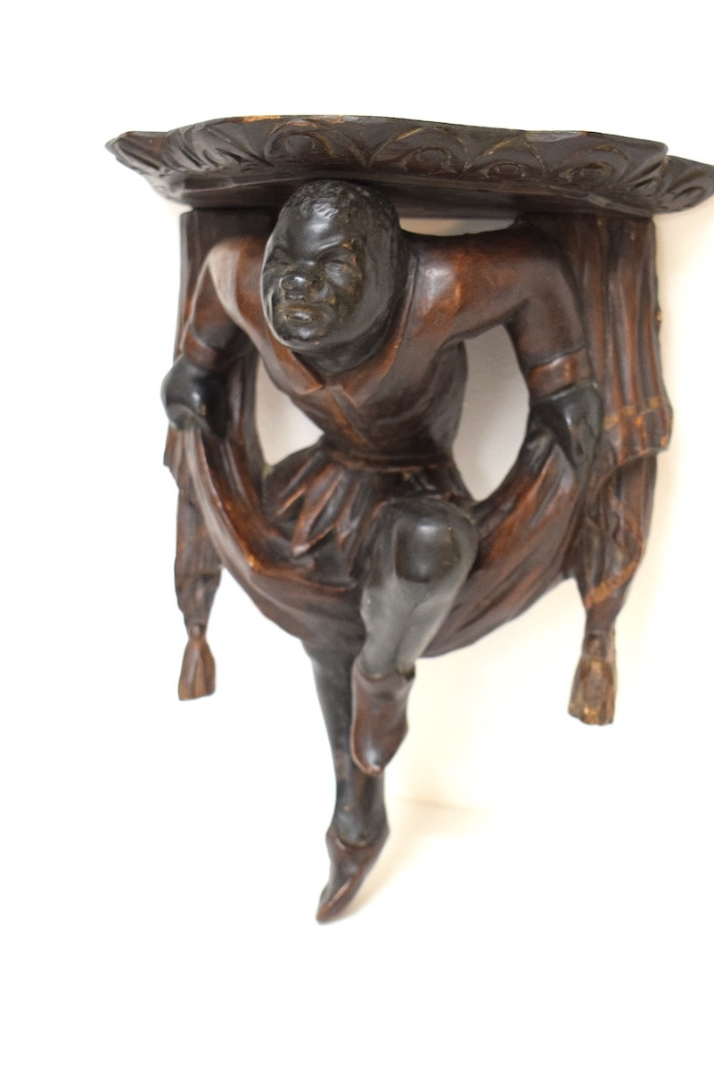 Orientalist Carved Wood Wall-mounted Console Shelf In Medieval Style Ref1148-photo-2