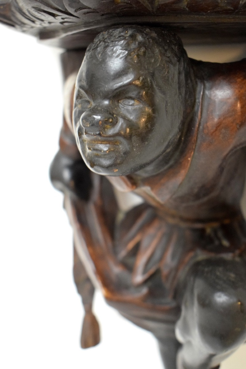 Orientalist Carved Wood Wall-mounted Console Shelf In Medieval Style Ref1148-photo-2