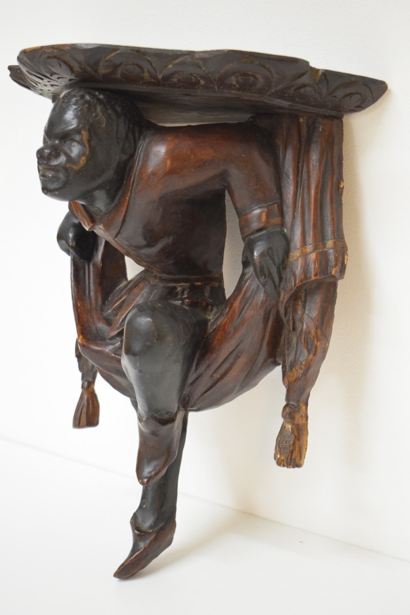 Orientalist Carved Wood Wall-mounted Console Shelf In Medieval Style Ref1148-photo-6