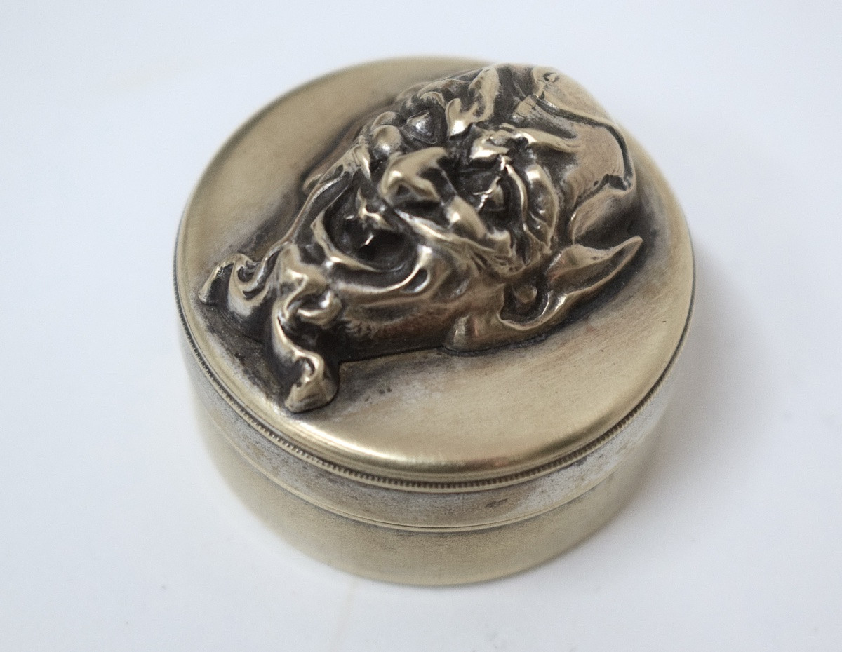 Boite à priser tête de diable metal argenté sur laiton XIX ème siècle ref1154-photo-6