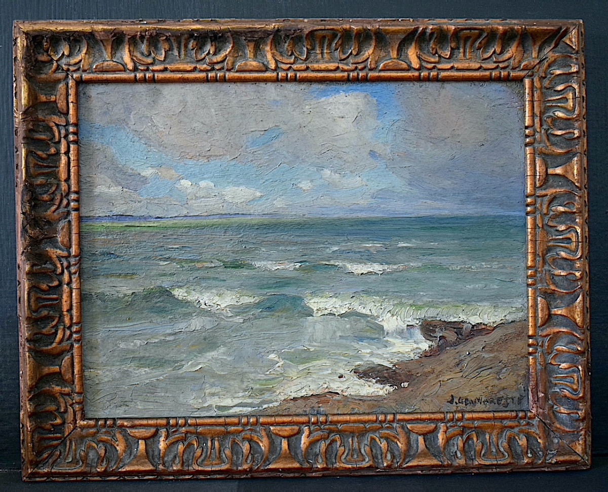 MAREST&Eacute; Georges Jules dit G&eacute;o marine plage vagues post impressionniste RT1384