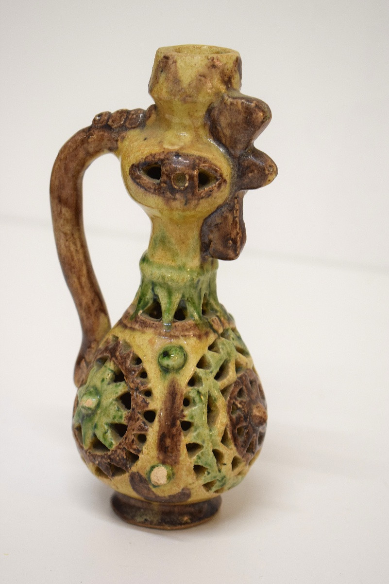 Small Zoomorphic Rooster-shaped Candle Holder In Glazed Earthenware Ref1157 -photo-2