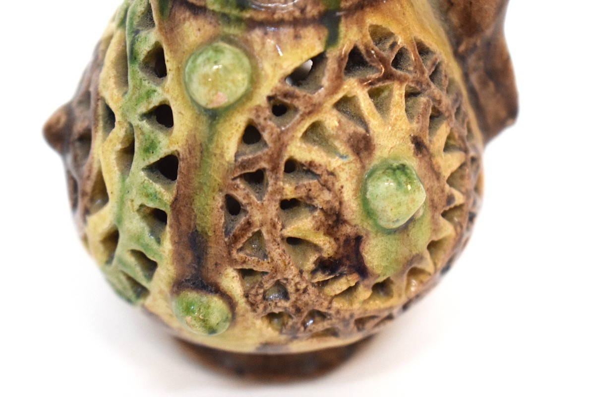 Small Zoomorphic Rooster-shaped Candle Holder In Glazed Earthenware Ref1157 -photo-3