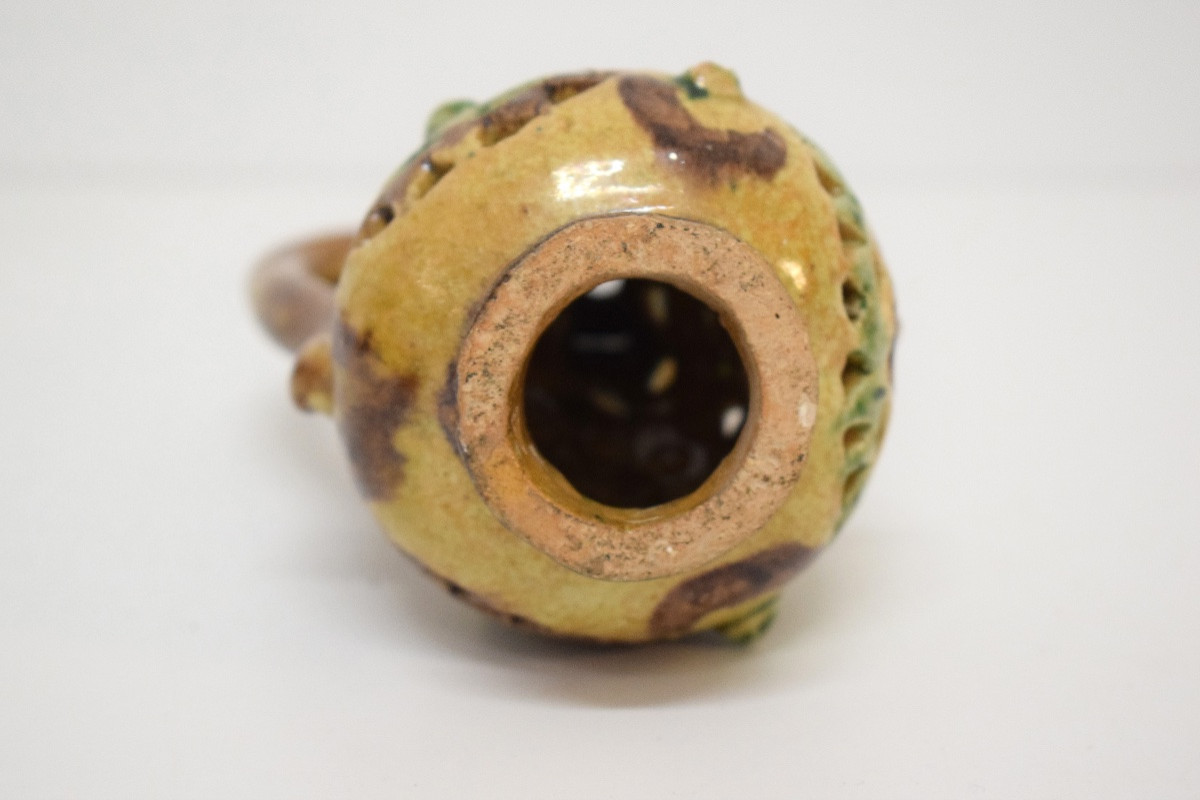 Small Zoomorphic Rooster-shaped Candle Holder In Glazed Earthenware Ref1157 -photo-6