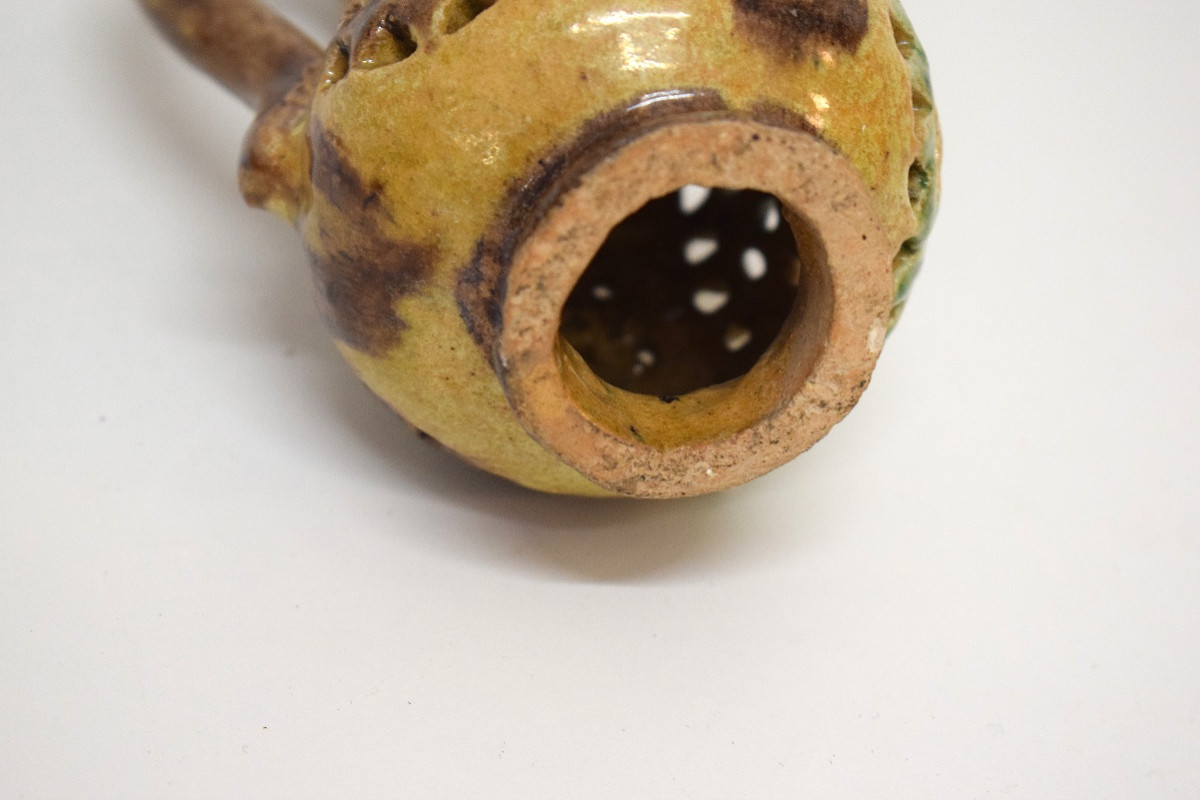 Small Zoomorphic Rooster-shaped Candle Holder In Glazed Earthenware Ref1157 -photo-7