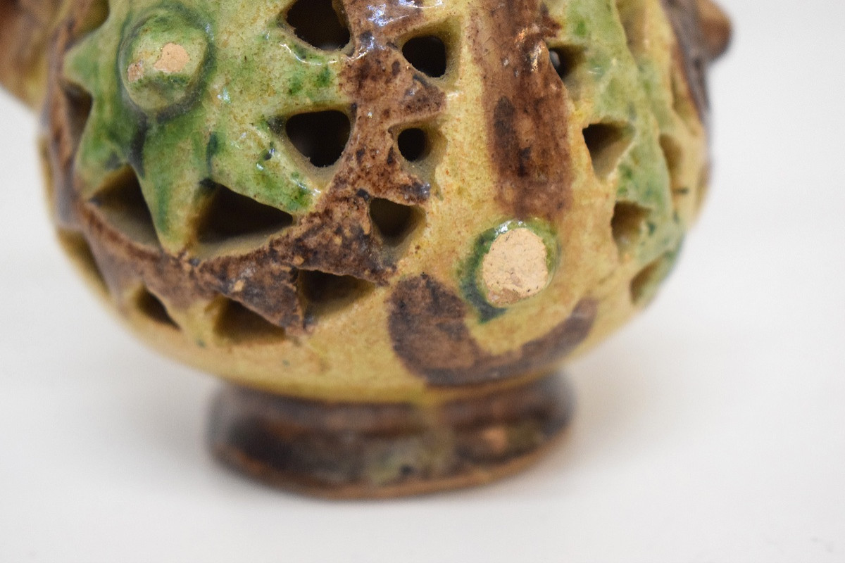 Small Zoomorphic Rooster-shaped Candle Holder In Glazed Earthenware Ref1157 -photo-8