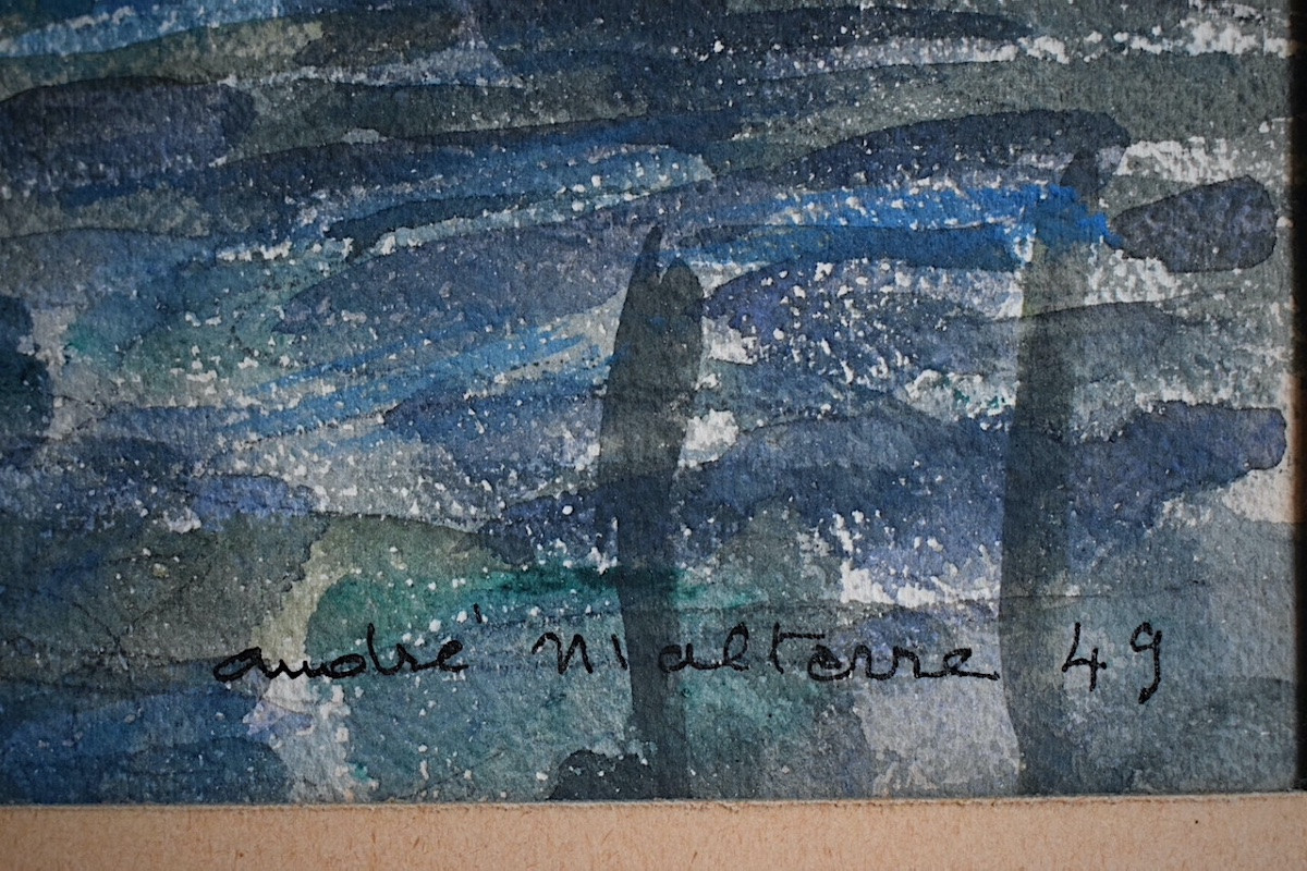 André Malterre Watercolor Paris Pont Neuf Watercolor 1949 Rt1385-photo-2