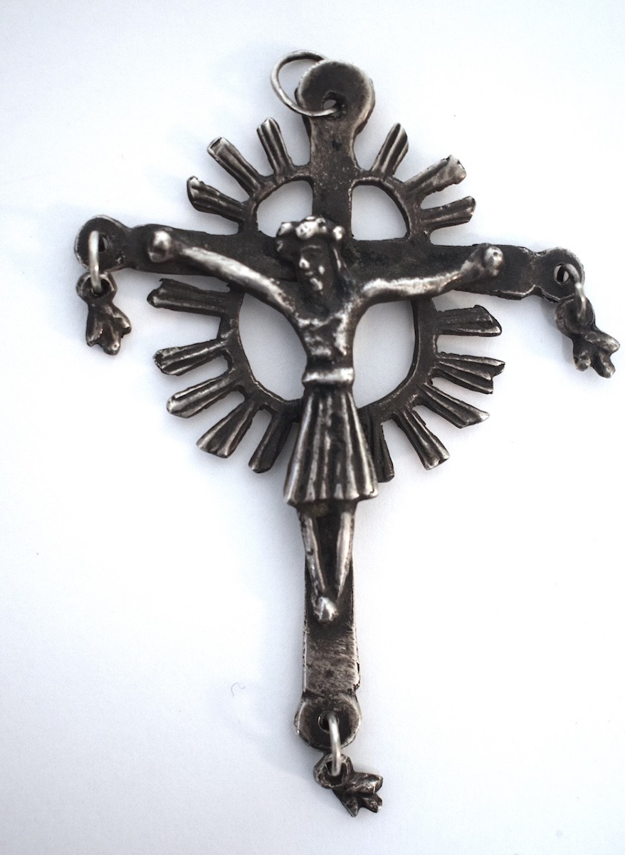 Solid Silver Pendant, 17th/18th Century, Cross, Crucifix, Jesus Christ, Pilgrim, Ref1158-photo-2