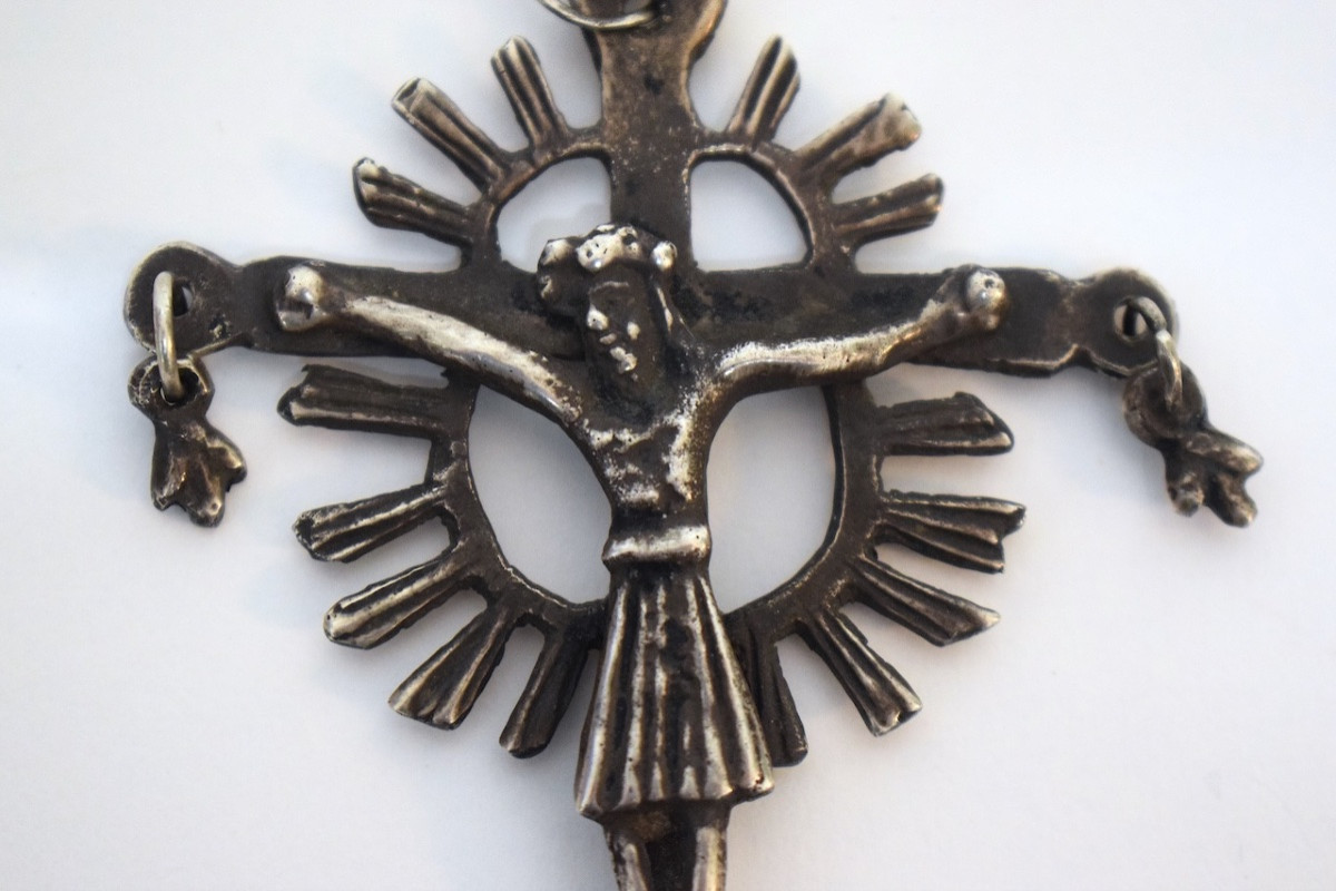 Solid Silver Pendant, 17th/18th Century, Cross, Crucifix, Jesus Christ, Pilgrim, Ref1158-photo-3