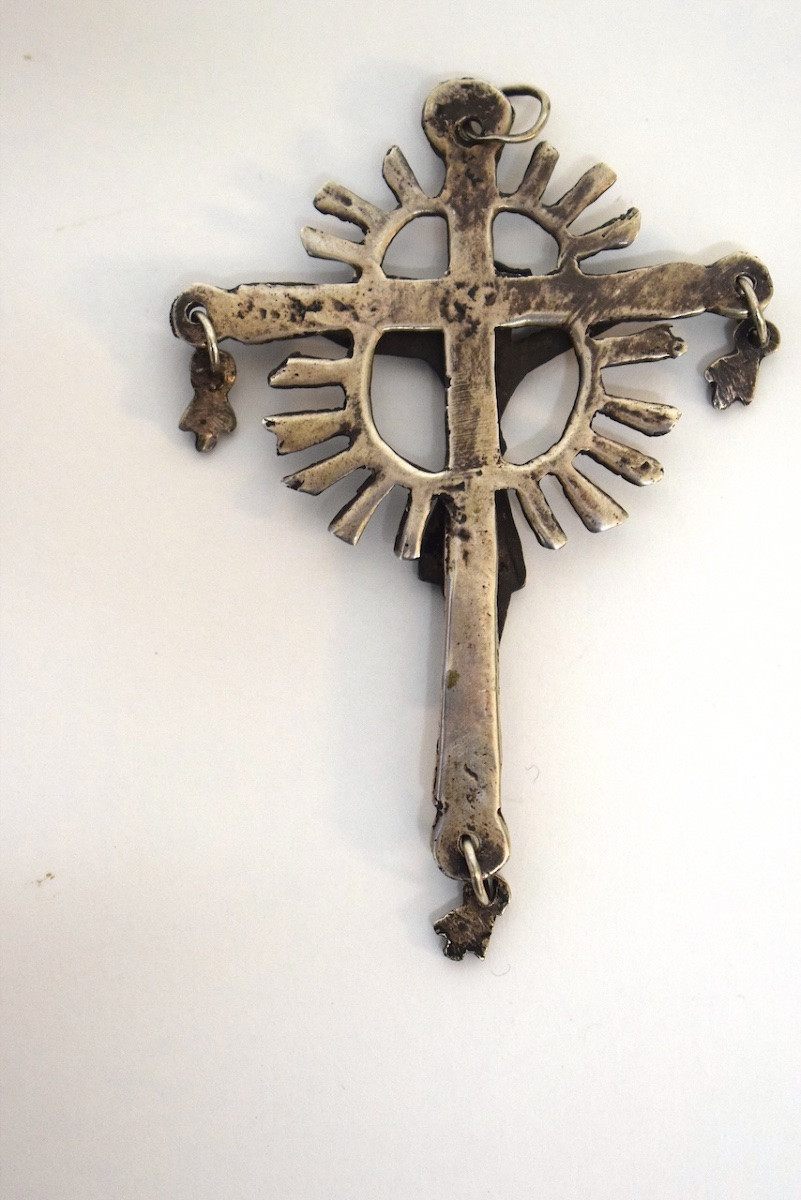 Solid Silver Pendant, 17th/18th Century, Cross, Crucifix, Jesus Christ, Pilgrim, Ref1158-photo-4