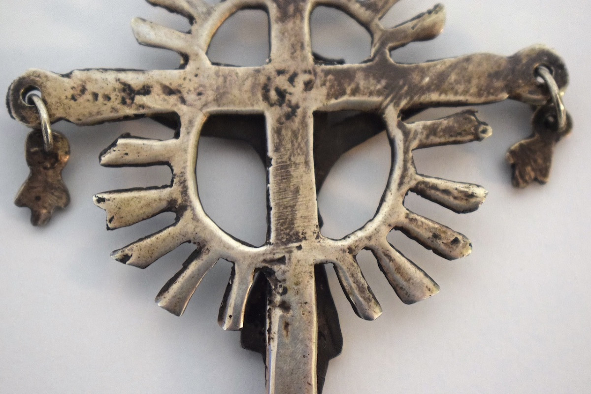 Solid Silver Pendant, 17th/18th Century, Cross, Crucifix, Jesus Christ, Pilgrim, Ref1158-photo-2