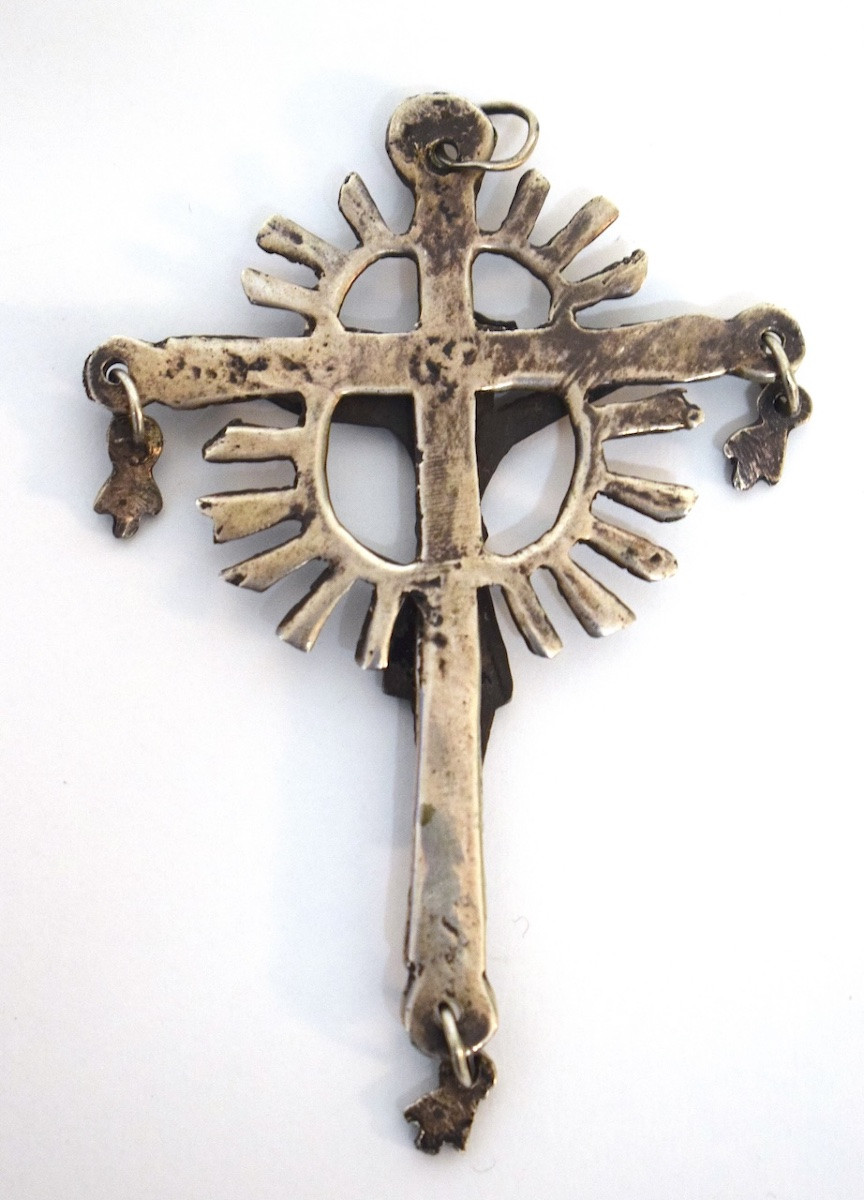Solid Silver Pendant, 17th/18th Century, Cross, Crucifix, Jesus Christ, Pilgrim, Ref1158-photo-3
