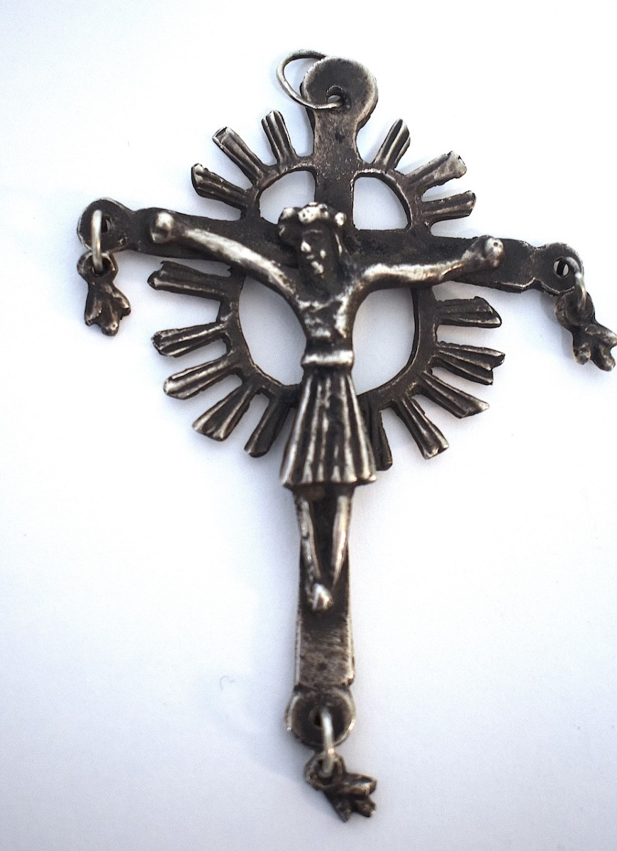 Solid Silver Pendant, 17th/18th Century, Cross, Crucifix, Jesus Christ, Pilgrim, Ref1158