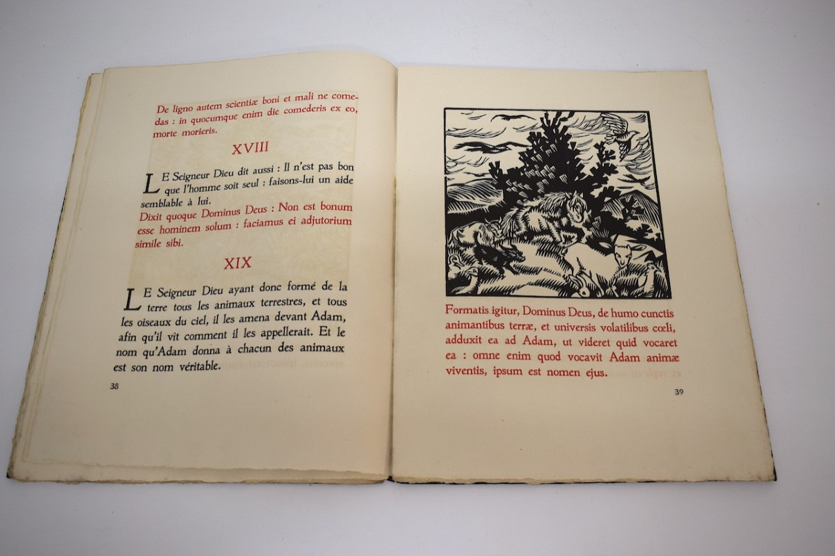 Book: Genesis, The Master Of Sacy, By Léon Pichon, Paris, 1921, Wood Engravings, Hermann Paul, Ref1161-photo-2