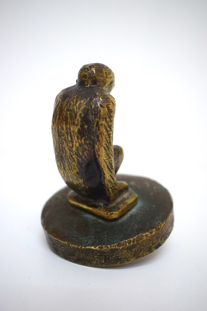 Bronze Car Radiator Cap Mascot With Monkey Design, Signed Ref1163 -photo-2