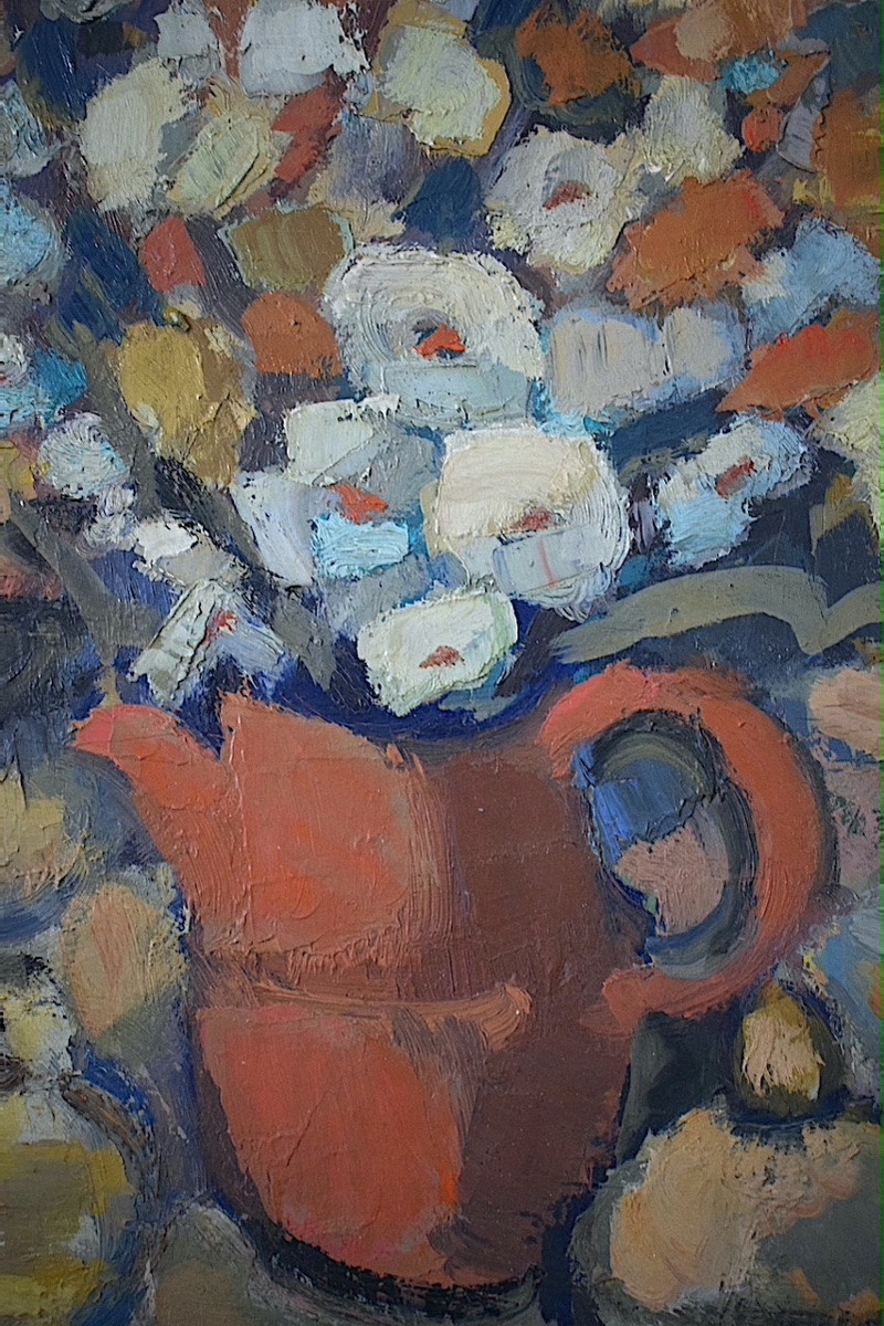 Unsigned Modernist Still Life With Bouquet Of Flowers, Mid-20th Century Rt1386-photo-1