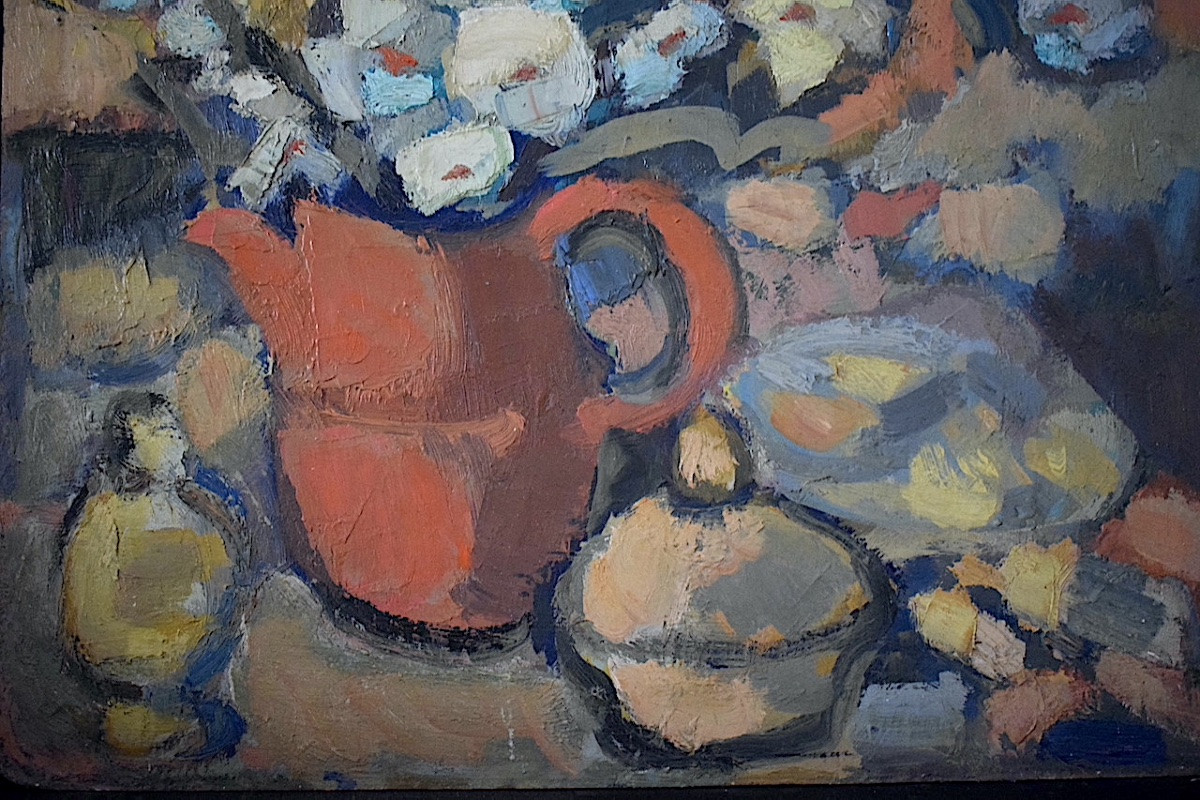 Unsigned Modernist Still Life With Bouquet Of Flowers, Mid-20th Century Rt1386-photo-2