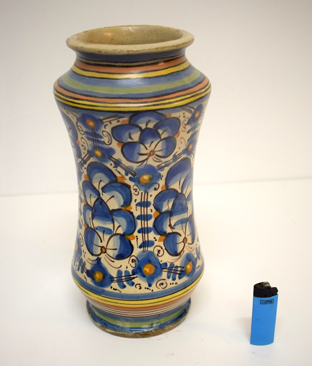 Albarello In Majolica From Montelupo Ceramic Pharmacy Pot XVIIth Ref1168 -photo-2
