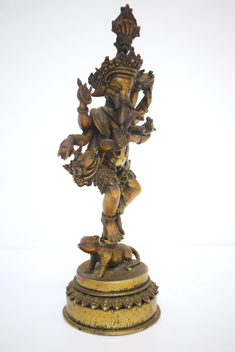 Bronze Statuette, 27 Cm, Depicting Ganesh On Mushika, India, Ref1170-photo-2