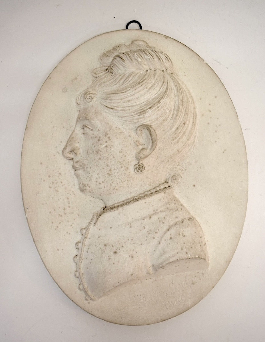 Plaster Medallion Portrait Of A Woman, Napoleon III, Sculptor Berc, Ref1176-photo-1