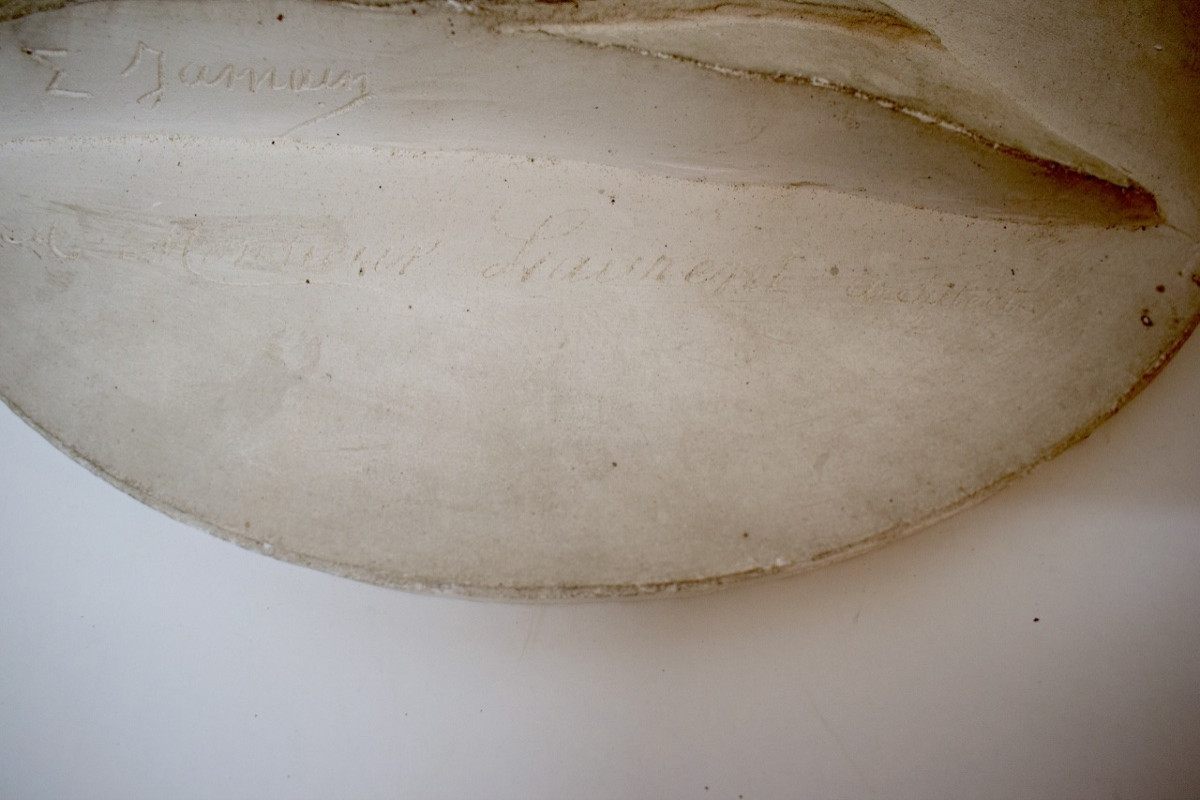 Grand Médaillon en plâtre portait Mr Laurent architecte signé JAMAIN  ref1180-photo-4