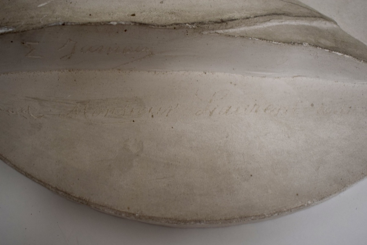 Grand Médaillon en plâtre portait Mr Laurent architecte signé JAMAIN  ref1180-photo-2