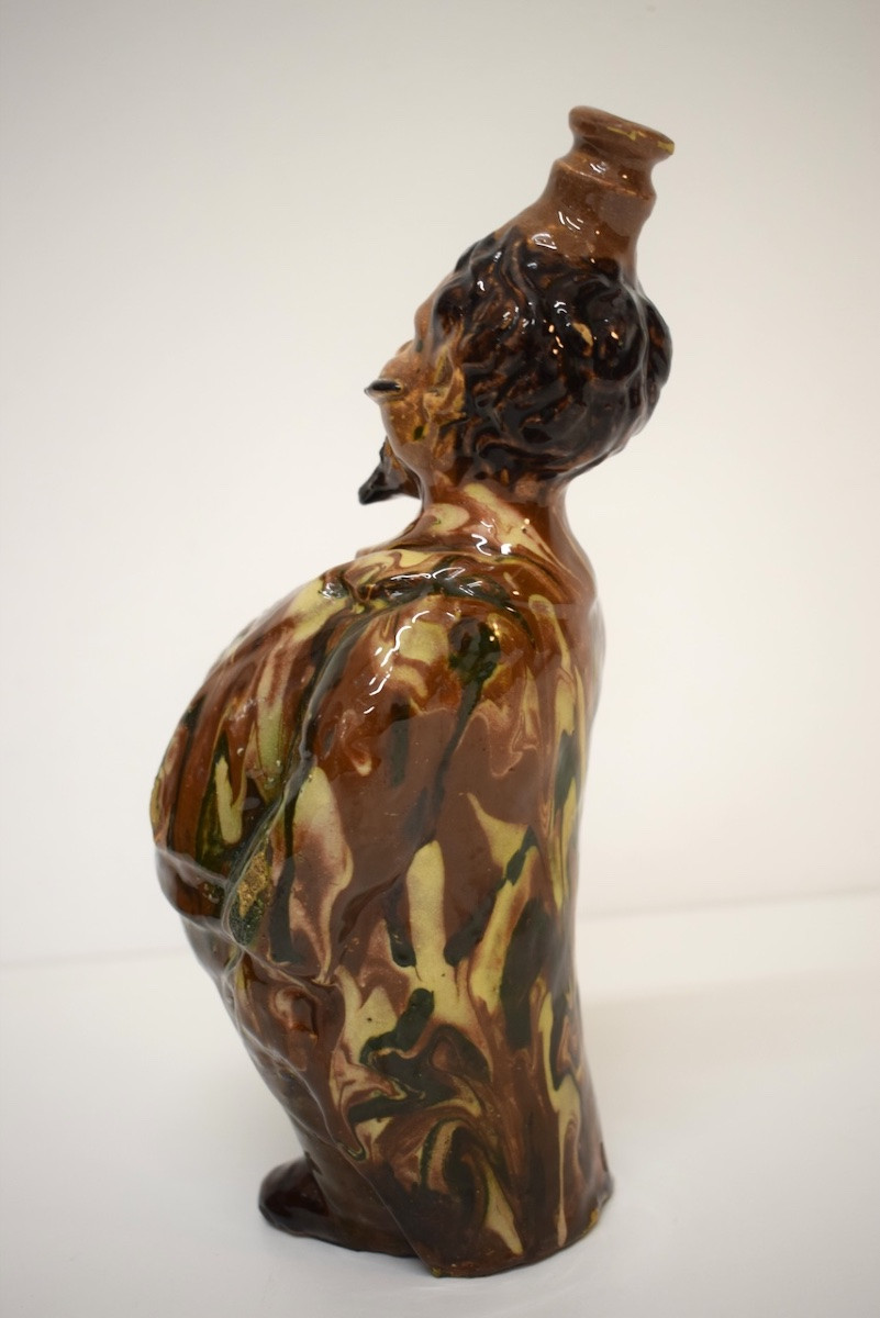 Anthropomorphic Caricature Terracotta Pitcher Bottle With Mixed Earth Glaze Ref1173 -photo-3