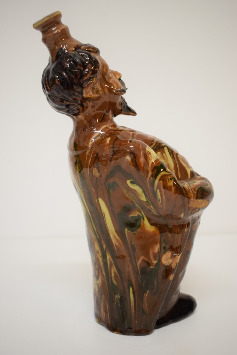 Anthropomorphic Caricature Terracotta Pitcher Bottle With Mixed Earth Glaze Ref1173 -photo-1