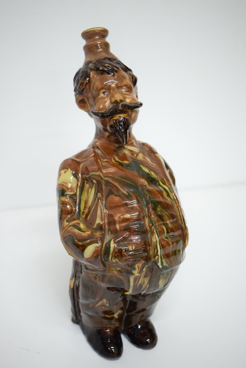 Anthropomorphic Caricature Terracotta Pitcher Bottle With Mixed Earth Glaze Ref1173 -photo-3