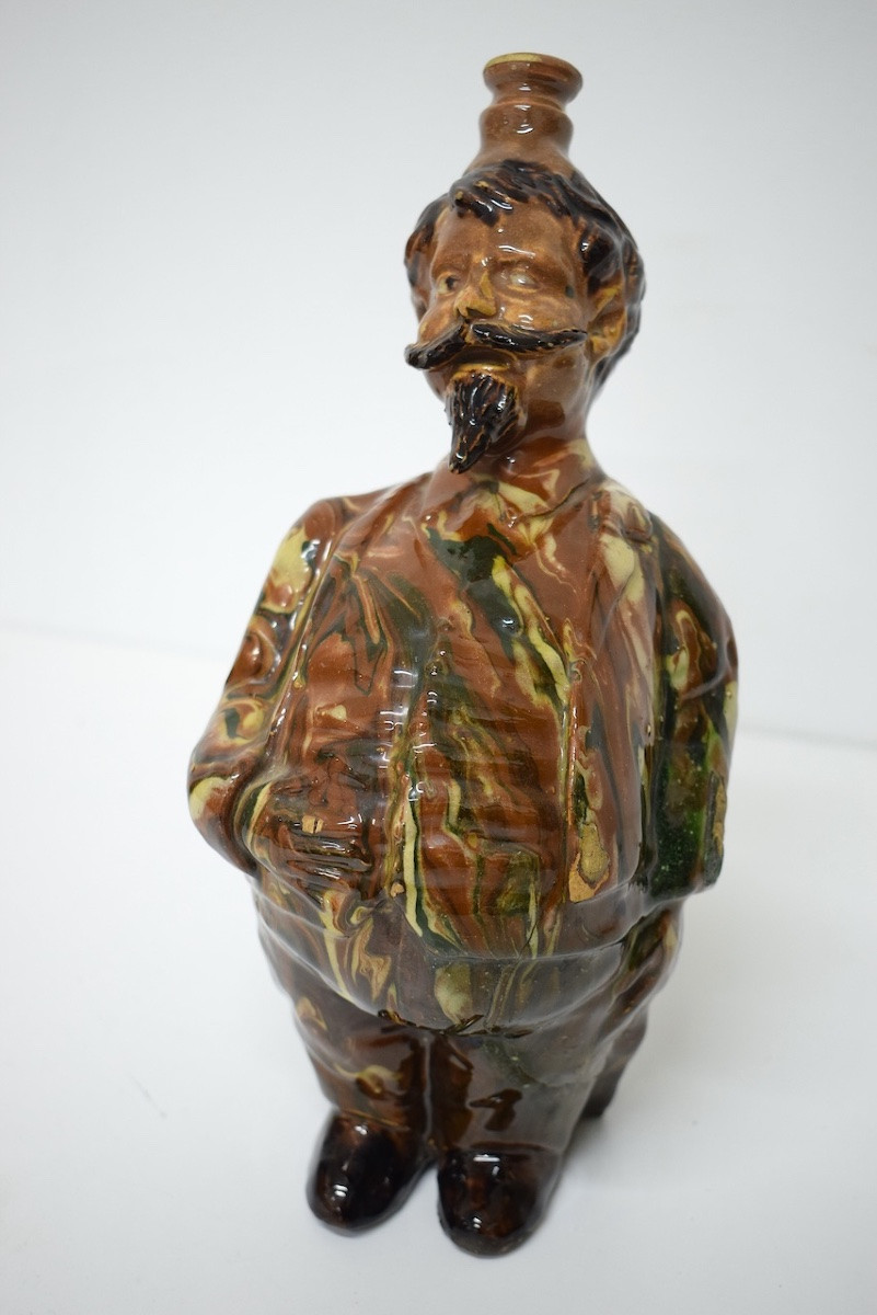 Anthropomorphic Caricature Terracotta Pitcher Bottle With Mixed Earth Glaze Ref1173 -photo-4