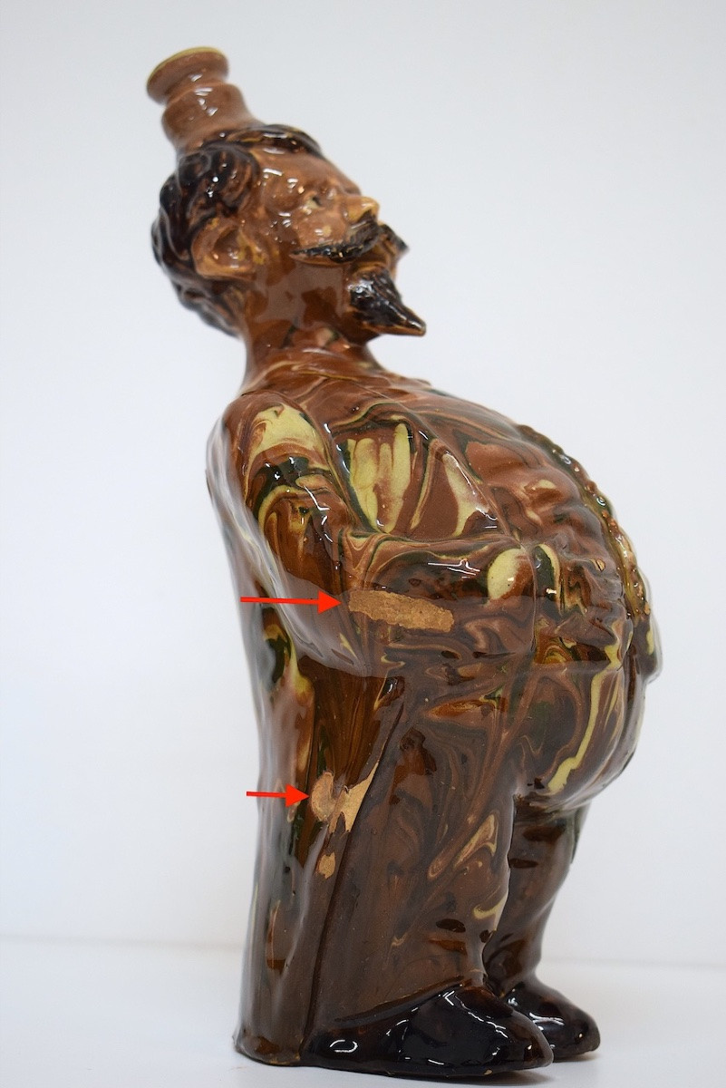 Anthropomorphic Caricature Terracotta Pitcher Bottle With Mixed Earth Glaze Ref1173 -photo-5