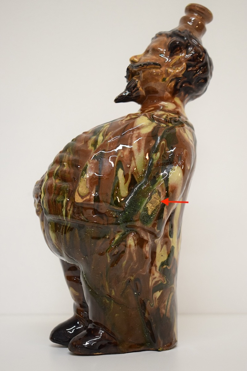 Anthropomorphic Caricature Terracotta Pitcher Bottle With Mixed Earth Glaze Ref1173 -photo-6