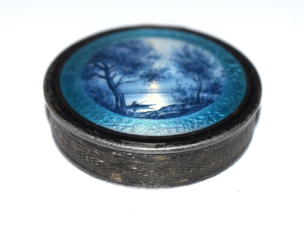  boite argent massif guilloché paysage émaillé  miniature St COROT ref118-photo-2