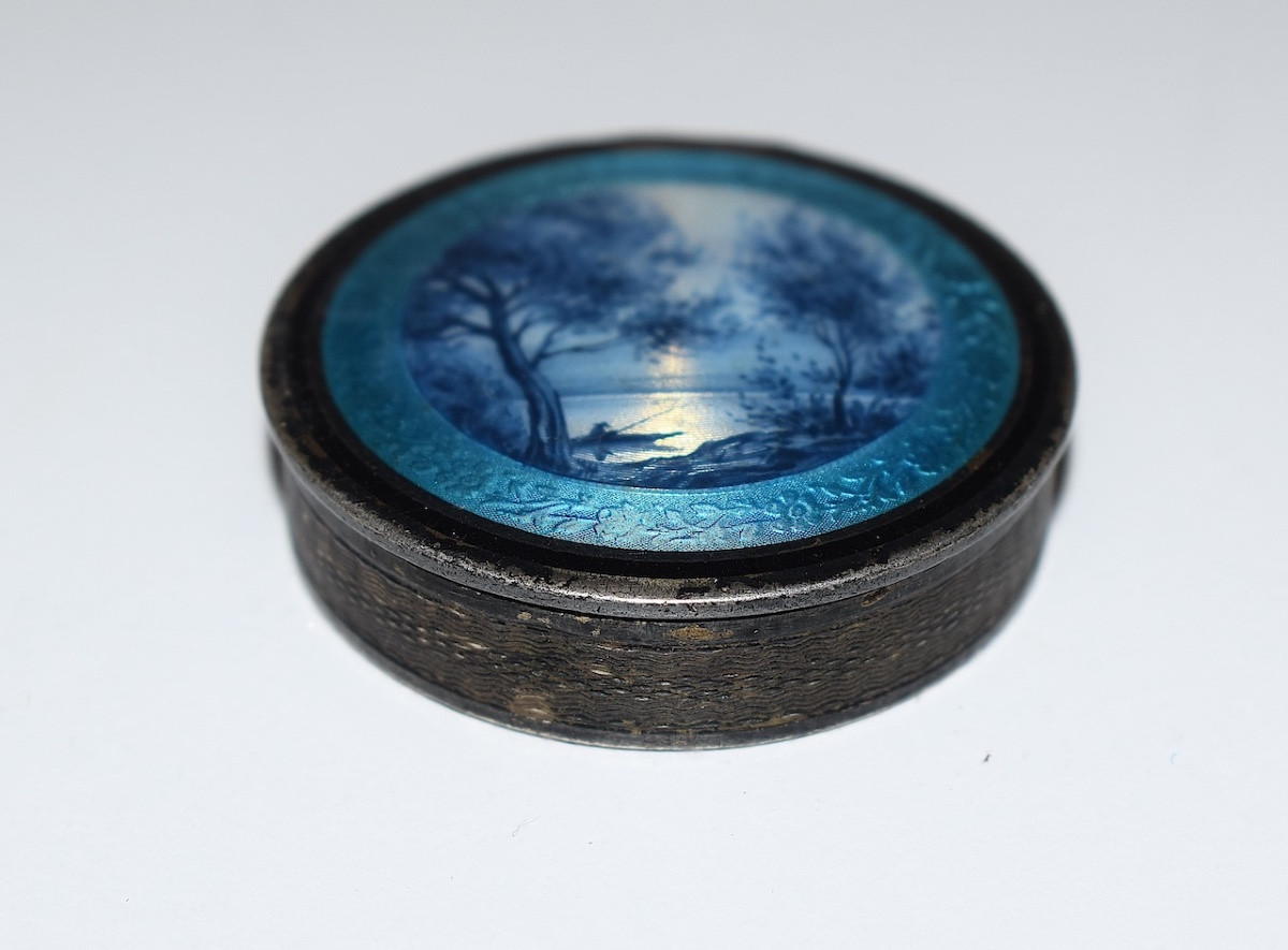  boite argent massif guilloché paysage émaillé  miniature St COROT ref118-photo-5