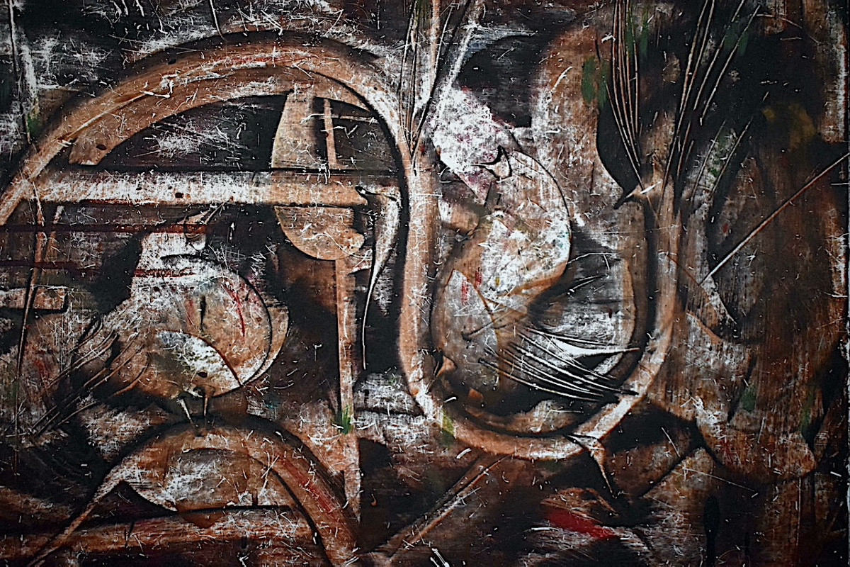 Technique mixte abstrait signé à identifier daté 1968 XX ème siècle RT1387-photo-4