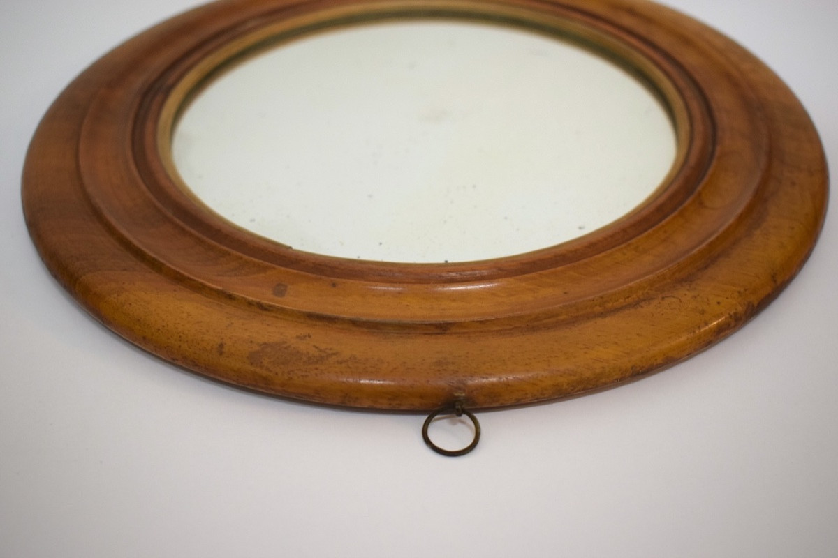 Folk Art Round Alcove Mirror Wood And Mercury 18th-19th Century Ref1189 -photo-4